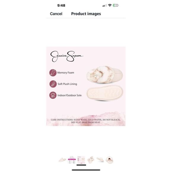 Jessica Simpson Pink and White Plush memory foam anti-slip Faux Fur slippers.fit - Picture 2 of 7